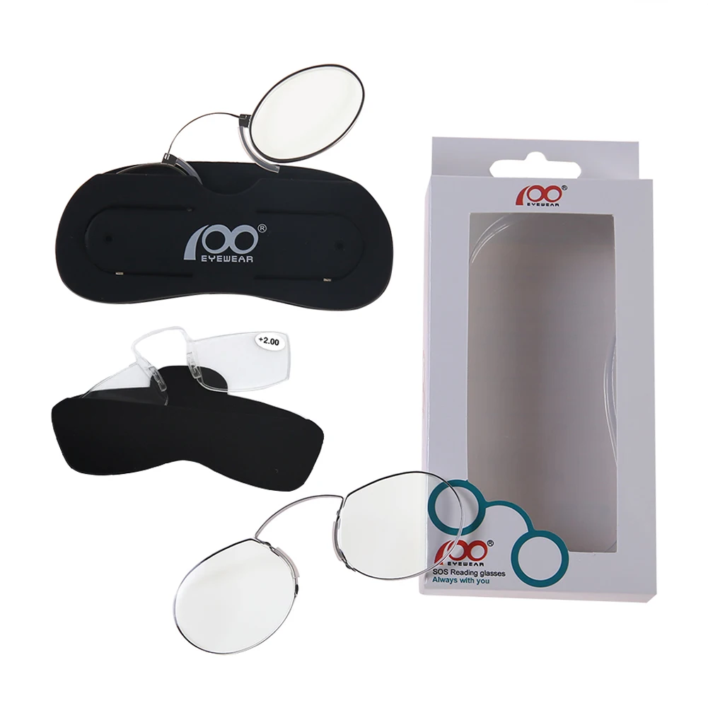 Metal Foldable Rimless Without Arms Nose Thin Folding Reading Glasses