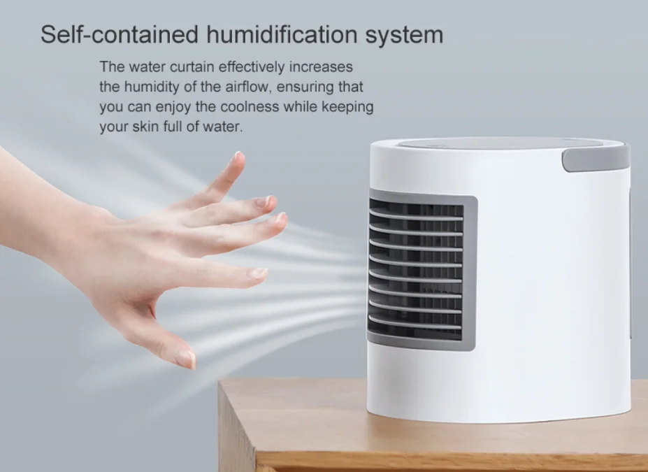 OEM Portable USB Air Cooler Fan Mini Plastic Ice Water AC for Home