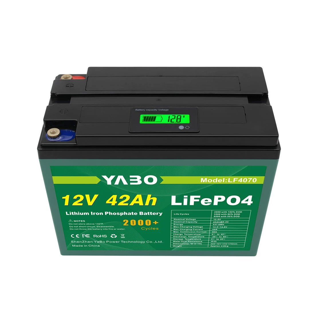 YABO Management System New Design 12V Lithium Batteries Lifepo4 Battery 40Ah Lithium Battery Pack for Solar Systems 12V