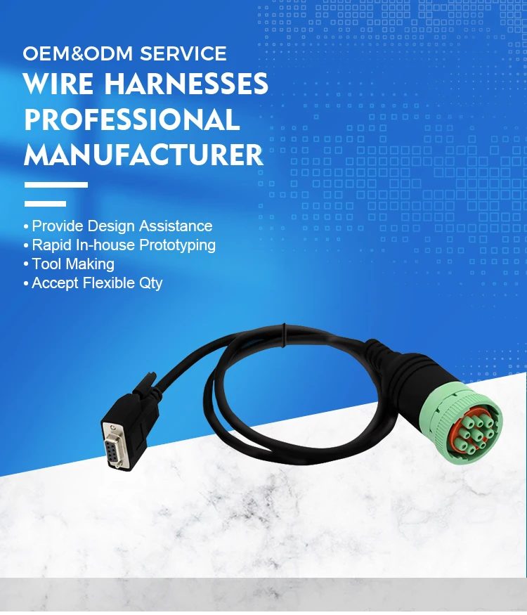 product high reliable 20awg j1939 cable 9 pin female to d sub db15p female eld cable-2