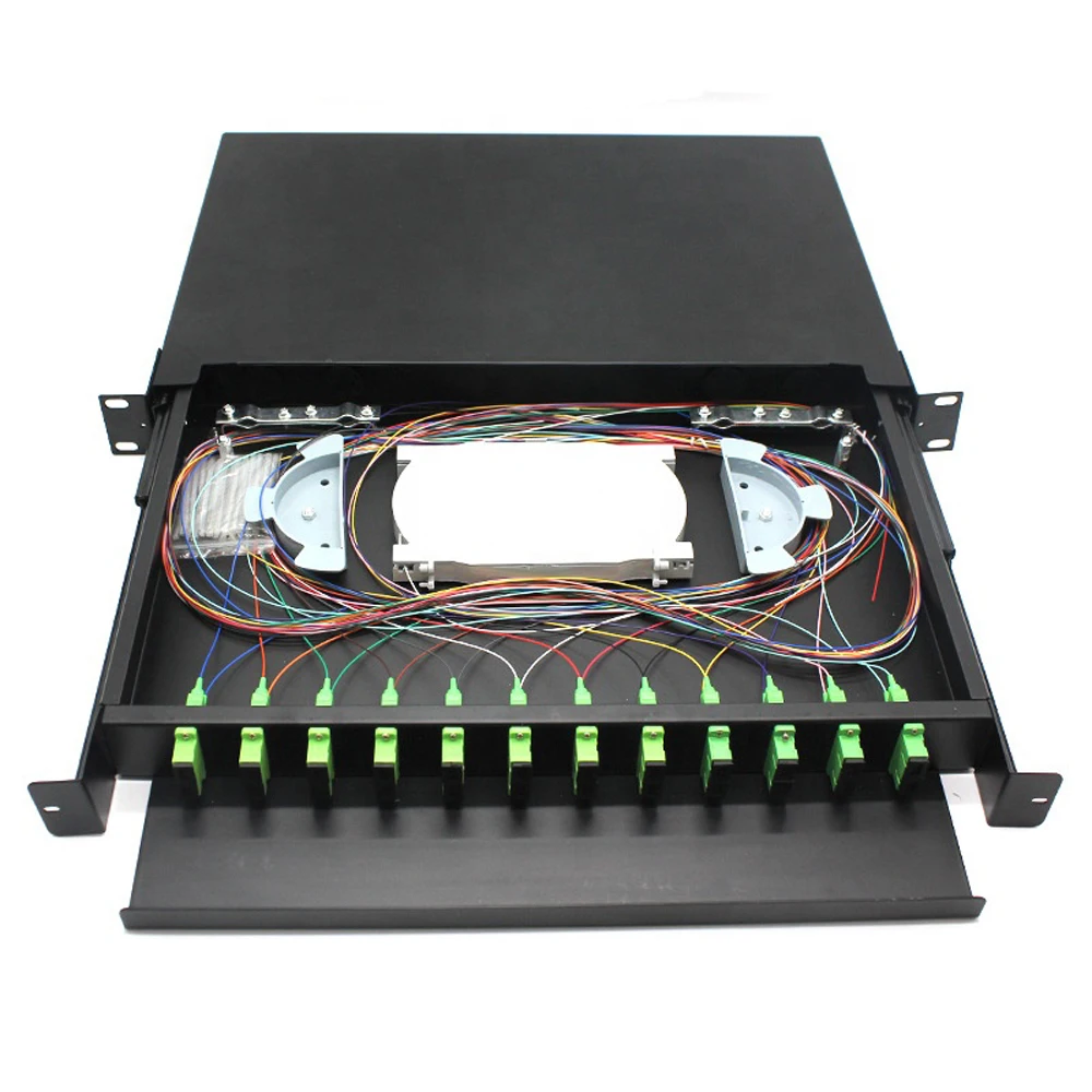 19 Inch Rack Mount Odf 1u 12 Port 12 Duplex Dx Sc 24 Fibers Odf Fiber ...