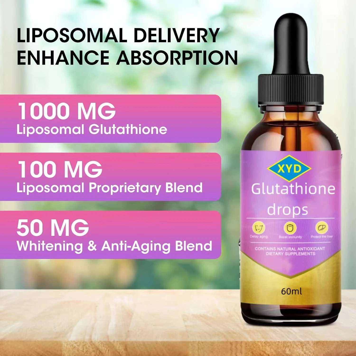 OEM Factory Glutathione Liquid Drops Antioxidant Skin Whitening Glutathione  Liquid Lightening Skin Care Anti-wrinke