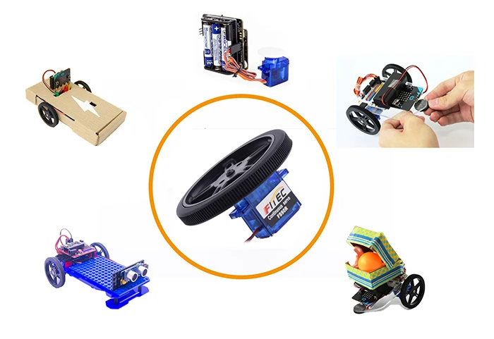 Feetech  Intelligent Car Robot Micro Servo Motor FS90R Wheel with Rc Car  Compatible with Grove Connector Seeed