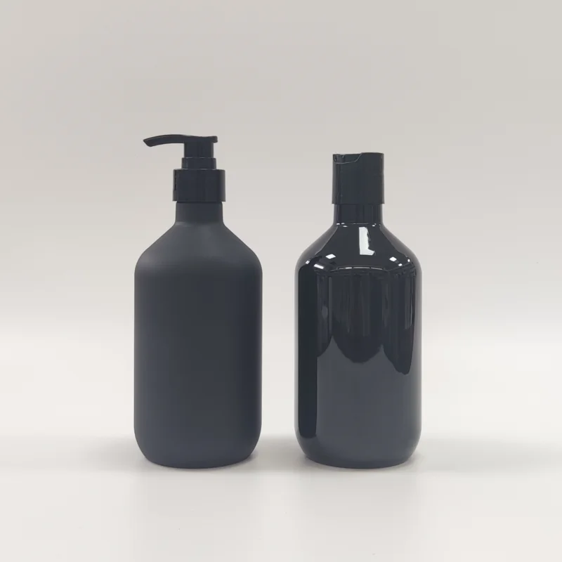 Custom Luxury Matte Black Frosted PET Plastic Emulsion Pump Bottle 500ml Shampoo Bottle Cosmetic Packaging