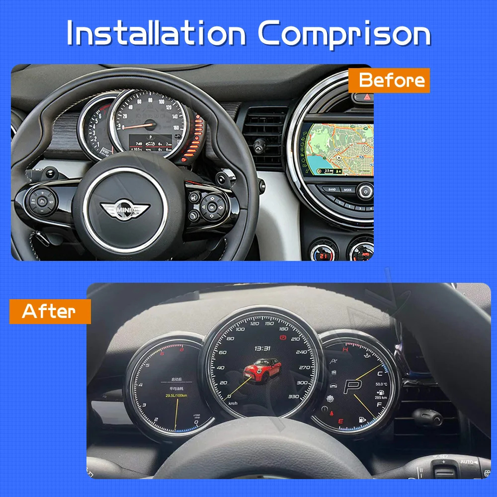 Linux Digital Cluster LCD Screen Virtual Cockpit Speed Meter Instrument Dashboard Panel for BMW Mini Cooper 2010-2012 1 Year