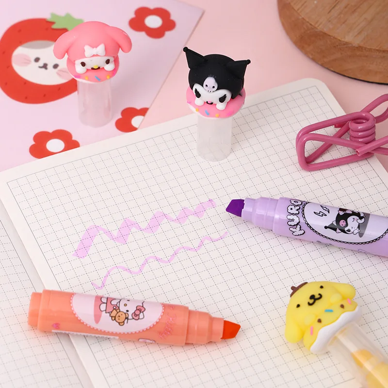 YuBon 36pcs/Box Highlighter Melody KT Cinnamoroll Cute Children Drawing Marker Cartoon Students Learn Stationery Supplies