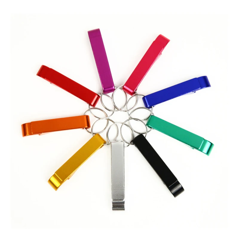 Customized Mini Portable Pocket Metal Bar Tools Bottle Opener Aluminum Key Ring Keychain Beer Bottle Opener