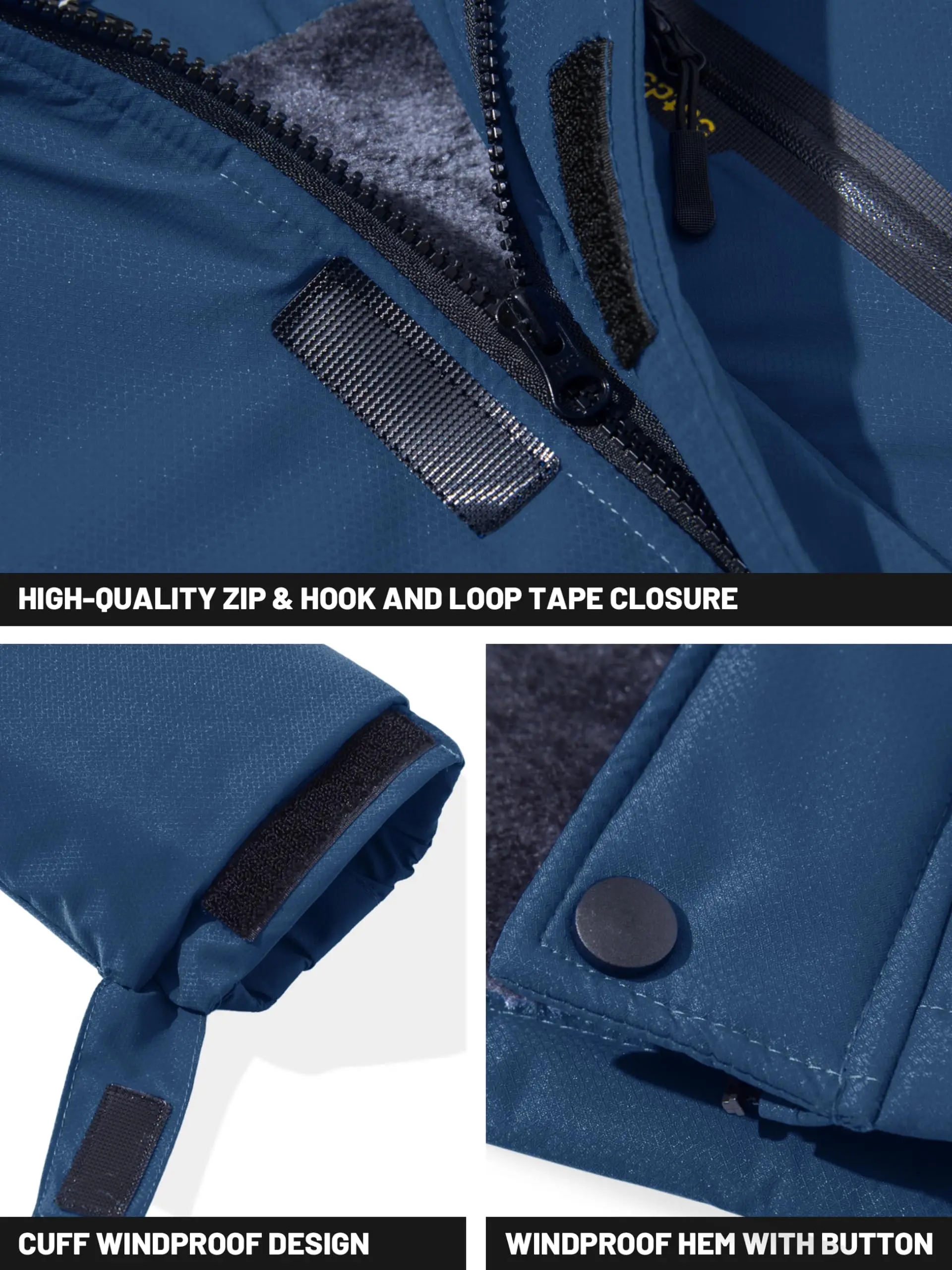 Custom Men Hooded Fleece Ski Wind Breaker Jacket Waterproof  Warm Winter Snow Jackets With Fleece Lining Coats for Bulk Buyers
