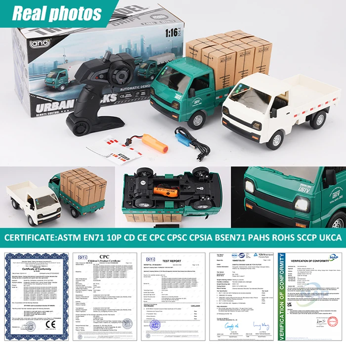 1/16 2.4ghz Diecast Model Removable Transport Container Vehicle Remote Control Car Simulation Mini Pickup Rc Truck Toy