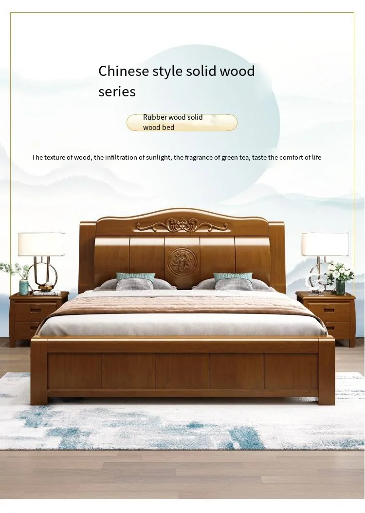 Solid Wood King Size Bed - Modern Chinese Style Double Bed, Economical ...