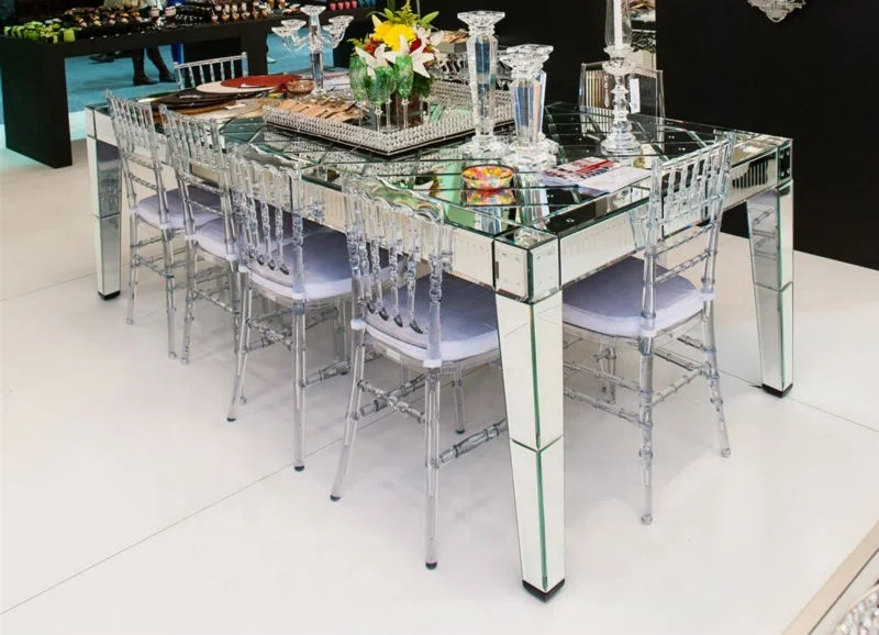 Modern Hot Selling Handmade Elegant living room  Fashion Large Hotel Mirrored Furniture Dining Table