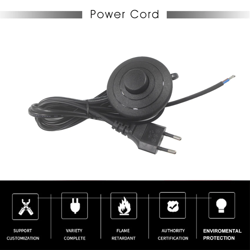 Kema Keur Light Switch With Power Cord EU Power Cords Cable  With Food Padant  Inline Switch