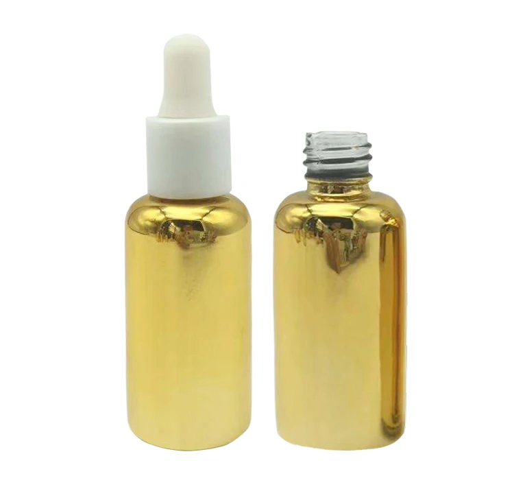 Electroplating Golden Glass Essential Oil Dropper Bottles 10ml