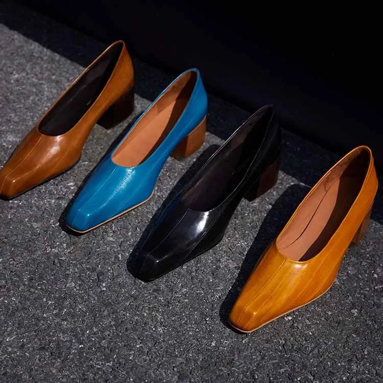 2025 Spring New Imported Eel Skin High-end Leather Shoes Temperament Single Shoes High Heels Women