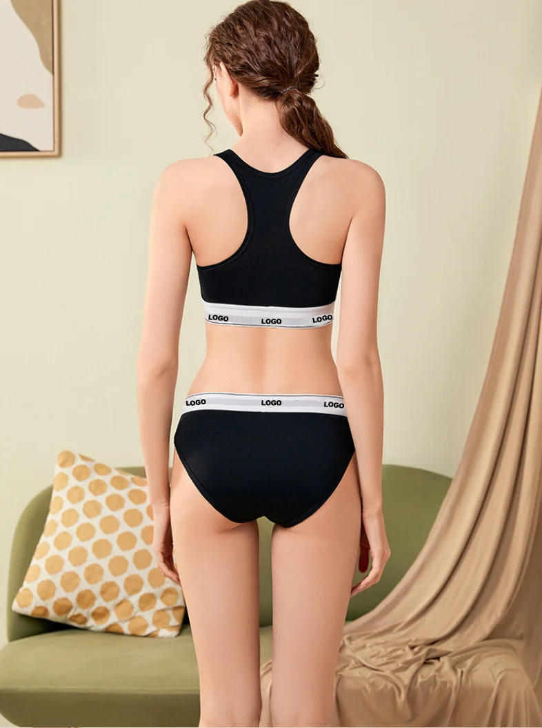 New Design Custom Plus Size Sexy Teen Ladies Bra Set High Quality  Sports Bras & Brief Sets Seamless  Panty Underwear for Women