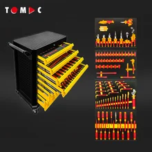 TOMAC Pro VDE Insulated Tool Cabinet 7 Drawer Mobile Unit with 95-Piece Premium VDE Tool Set for Electricians and Technicians