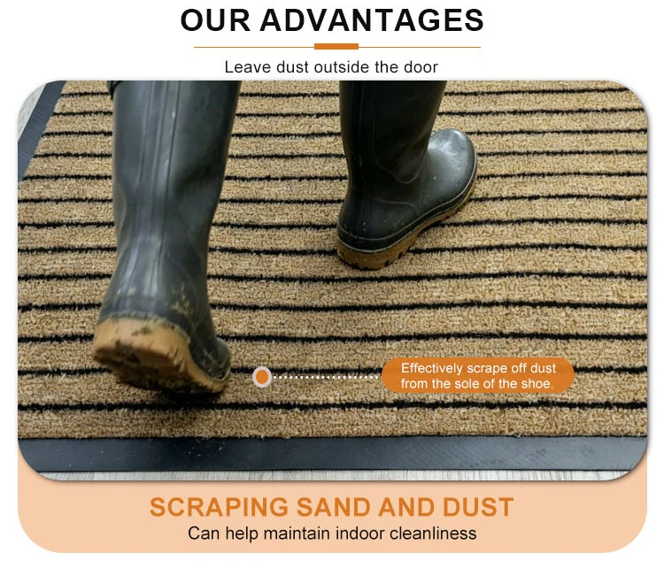 Ribs Design Cut Pile Doormat Durable PP Material TPE Backing Door Mat for Home Entrance(图4)