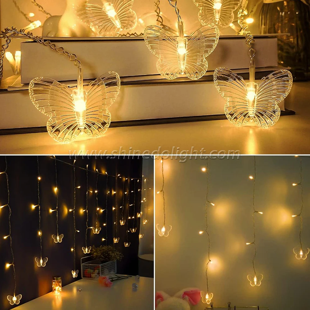 Hot LED Christmas butterfly String Lights Bedroom Background Birthday Gift Indoor Garland Curtain Lights