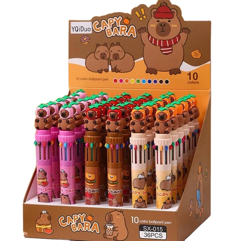 Capybara Kawaii 10 Colors Ballpoint Pen Cartoon Love 0.5mm Colorful Ink ...