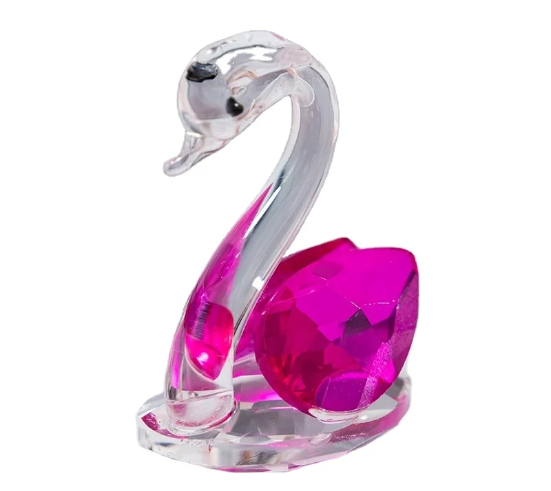 Transparent Crystal Swan Figurines Craft with Gift Box Valentines Day Wedding Party Favors Souvenir Gifts for Guests