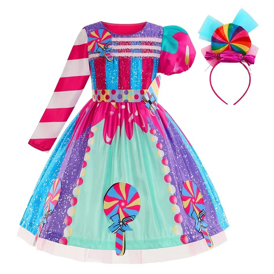 Bambine Candy lecca-lecca Costume in maschera gonna arcobaleno per