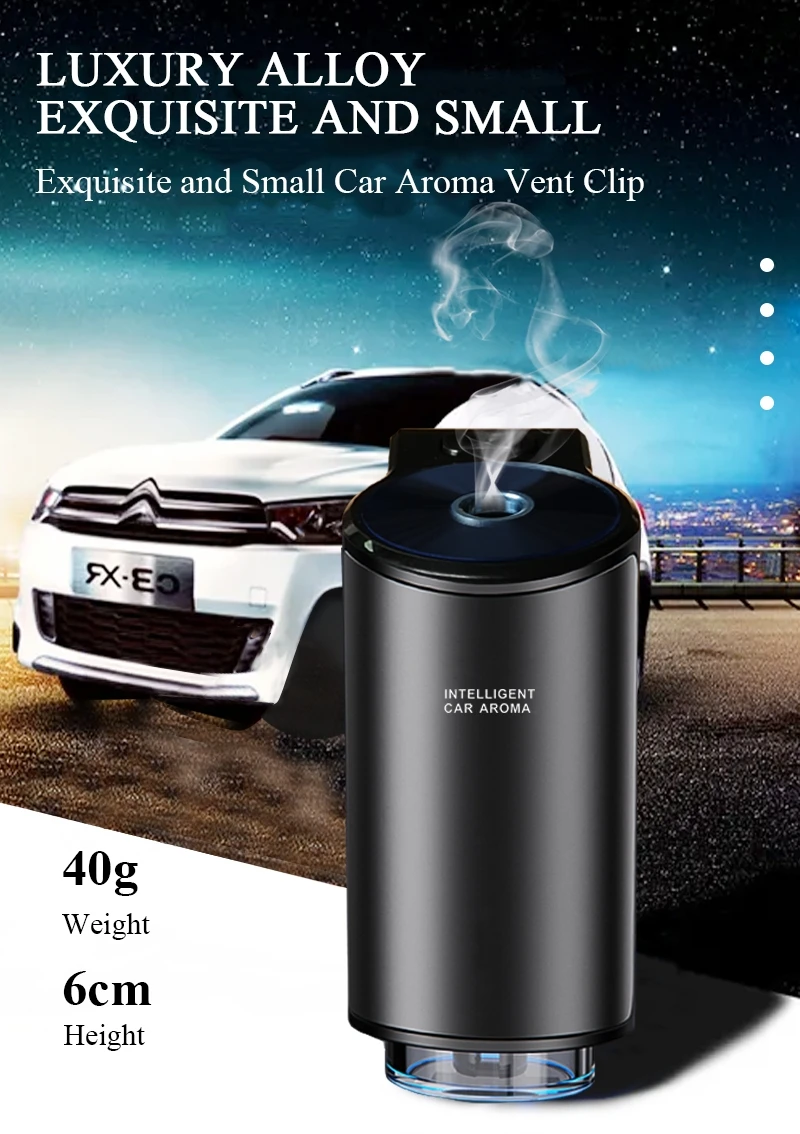 Rechargeable Car Air Purifier Waterless Essential Oil Alloy Car Vent