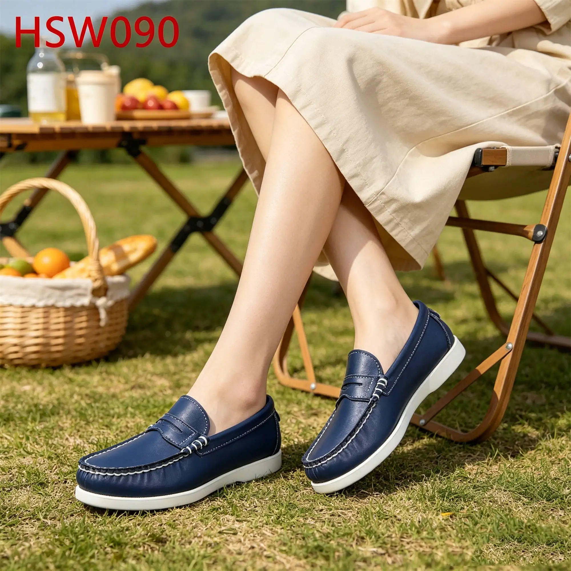 ZYF,Spain Market Popular Pull on Style Washed Blue Fashion Boat Shoes Cruise Vacation Pure Genuine Leather Driver Shoes HSW090