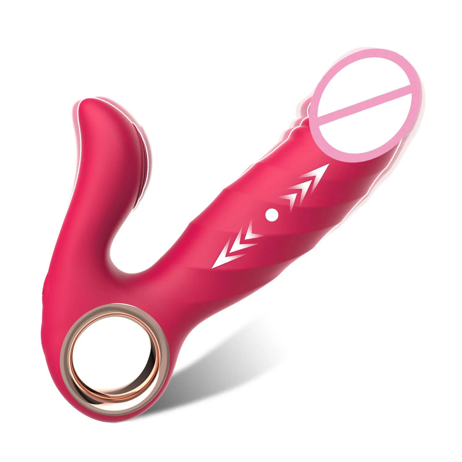 Circle Handle Design Clitoral G Spot Vibrator - Waterproof Thrusting Dildo  with 10 Vibration Modes for Female Massage