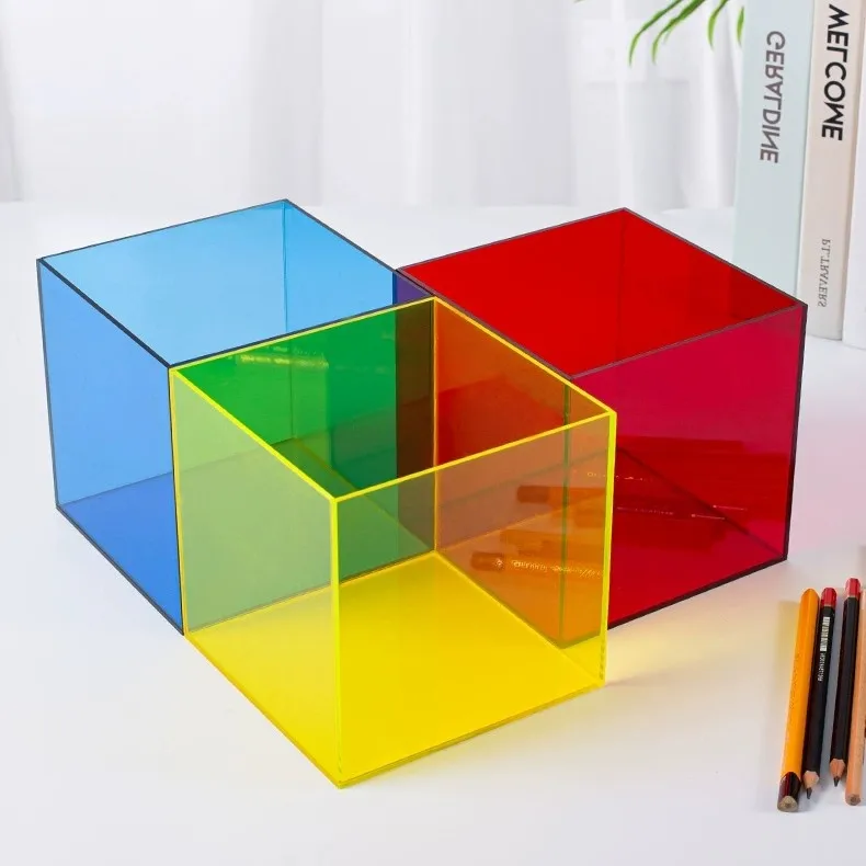 Factory Customized Acrylic Translucent Color Acrylic Organizer Box With Lid