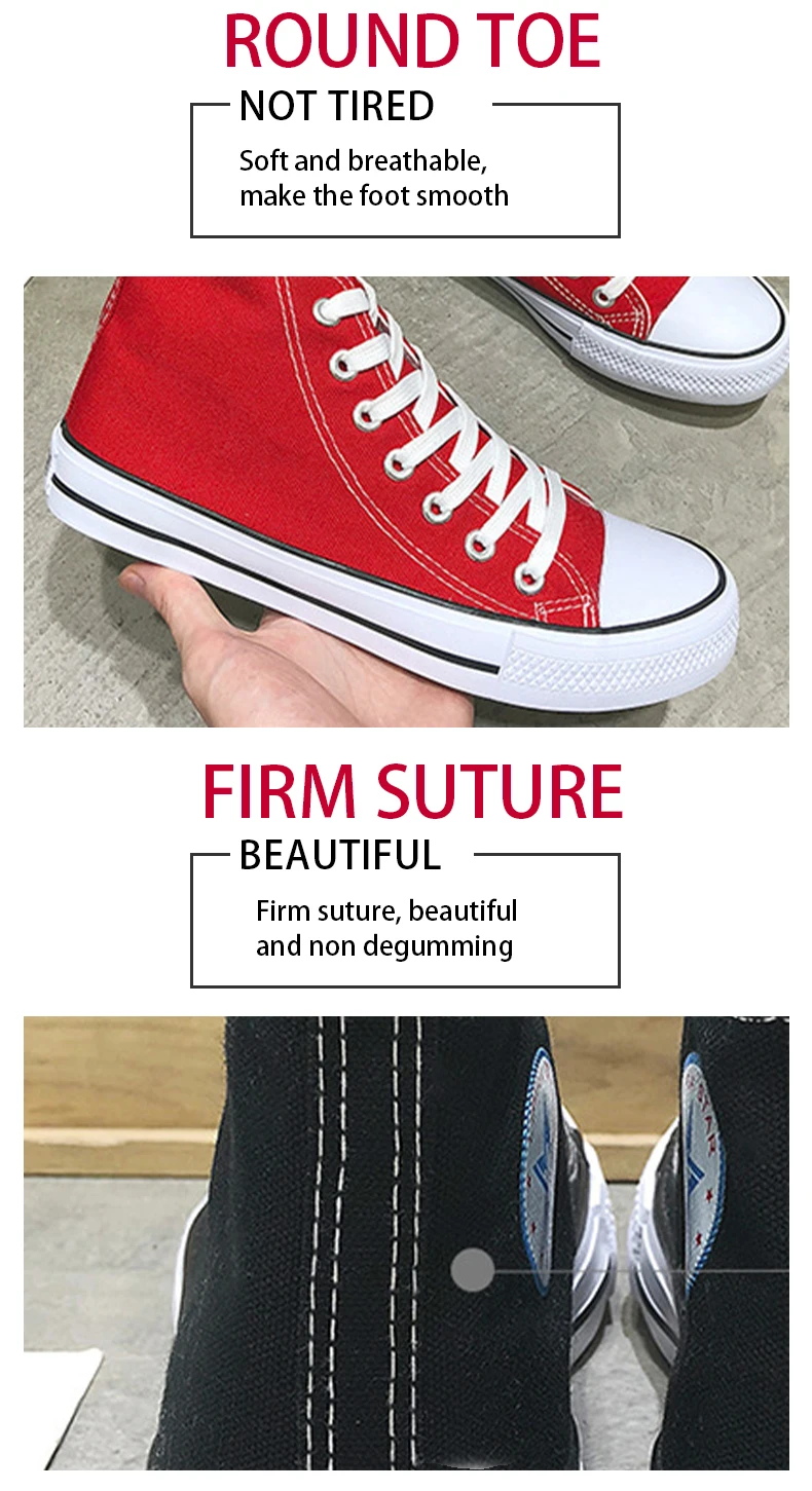 Oem Multicoloured Highcut Canvas Rubber Sport Shoes Black Classic