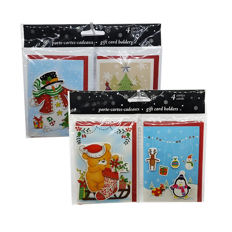 Wholesale OEM Customize bulk packs kid handmade pop up gold foil  blank printing greeting card mini Christmas card