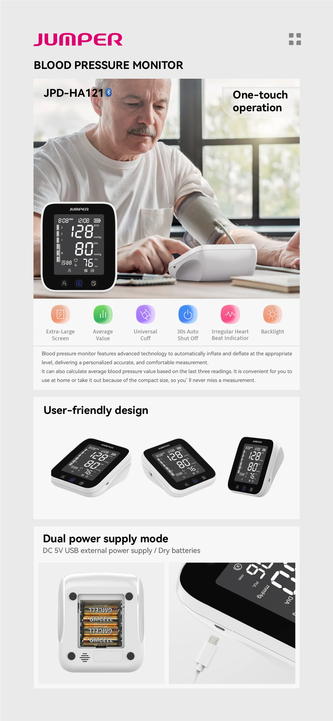 JPDHA121 Electronic Blood Pressure Monitor User Manual ShenZhen Jumper  Medical Equipment