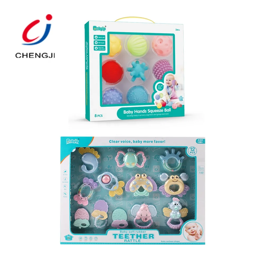 Мягкая пластиковая музыкальная игрушка для раннего развития, набор из 12 предметов, детские погремушки, Прорезыватель для зубов