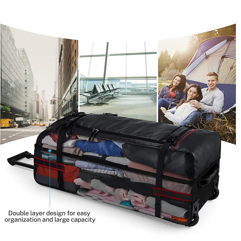 Customized 100l Water Repellent Large Wheeled Travel Duffel Luggage