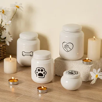 Wholesale Pets Animal Ashed Urn Moisture-Proof Ceramic Jar Funeral Supplies for Cat Dog Hamster Rabbit