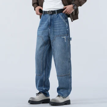 Good Selling Vintage Streetwear Wide Leg Baggy Denim Jeans Mid-waist Straight Men's Jeans