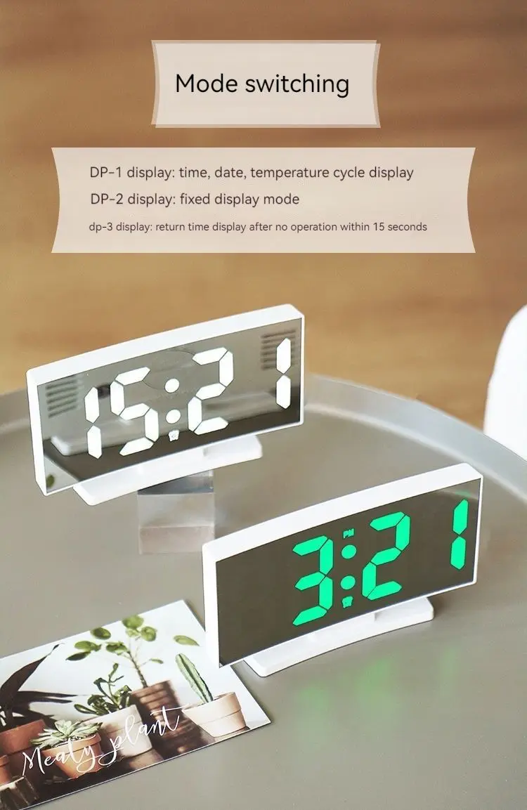 USB Charging Brightness Adjustment LED Digital Alarm Clock with Memory time