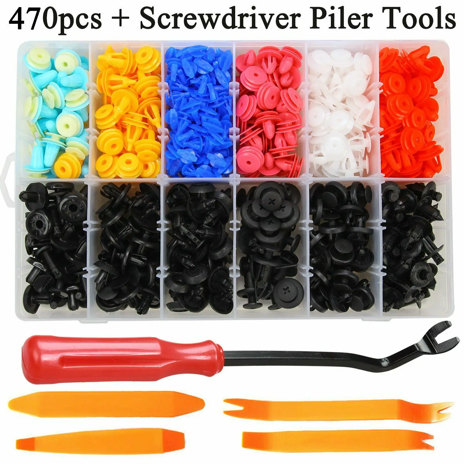Clip di fissaggio per auto, 675 pezzi, 16 misure, clip di fissaggio in plastica per auto, clip in nylon per rivetti auto, fascette per cavi, paraurti