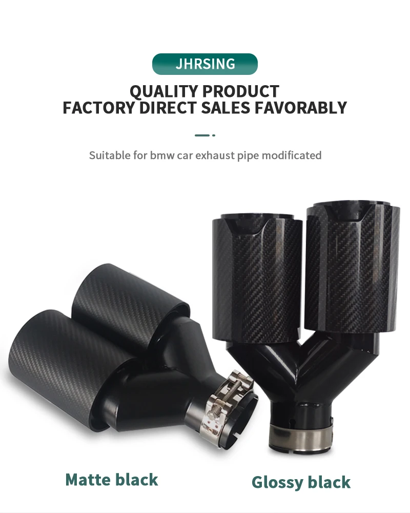 Universal Exhaust Pipe M Performance Dual Carbon Fiber Black Stainless