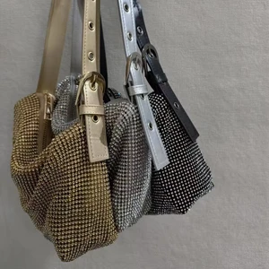 2026 New Style Versatile Bright Diamond Fashion Silver Women's Bag Handheld Single Shoulder Bag Wholesale