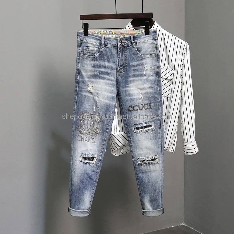 2022 New Style Custom Jeans Ripped Skinny Male Jeans Hot Selling High