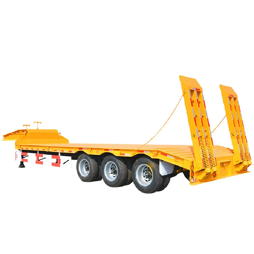 Factory 3-axle And 4-axle Lowboy Semi Truck Trailers 50-60 Ton Lowbed ...