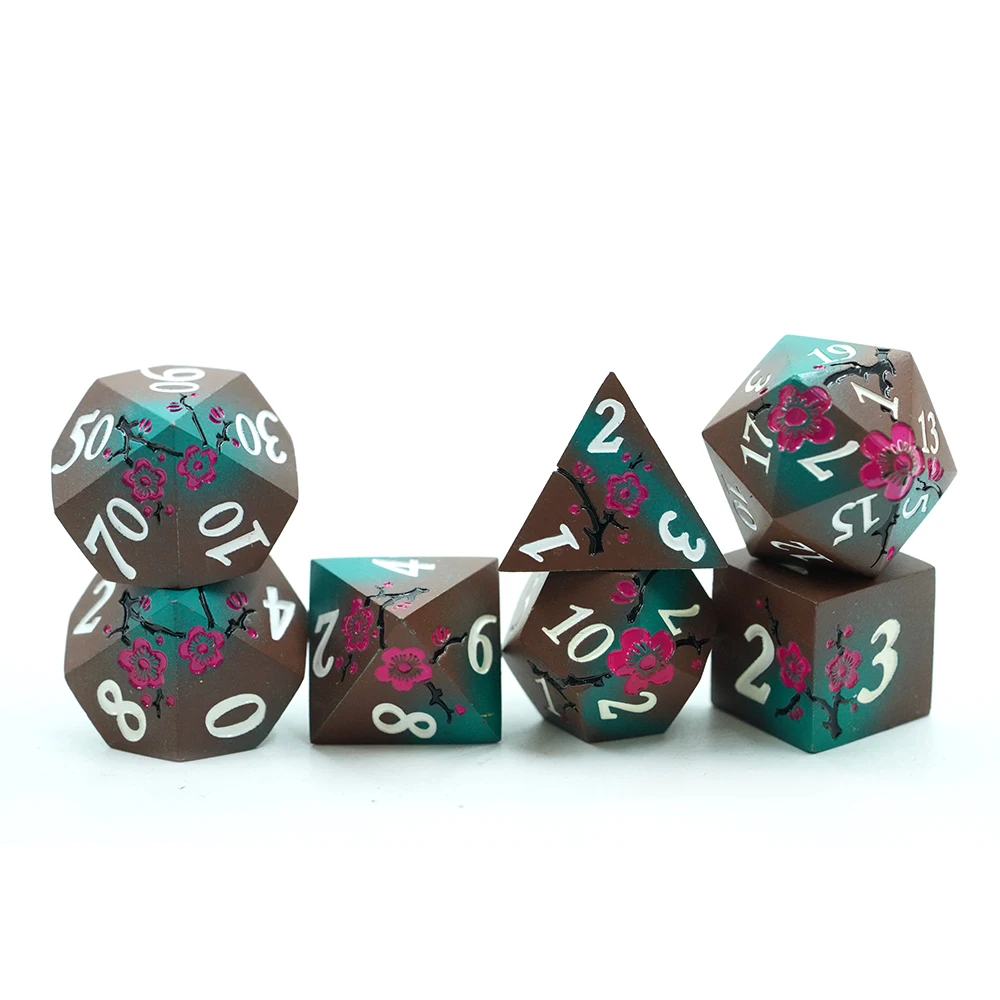 7PCS Flower Dice Set with Gradient Colorful DND RPG Portable Toys for Adults Kids TRPG D4 D6 D8 D10 D12 D20