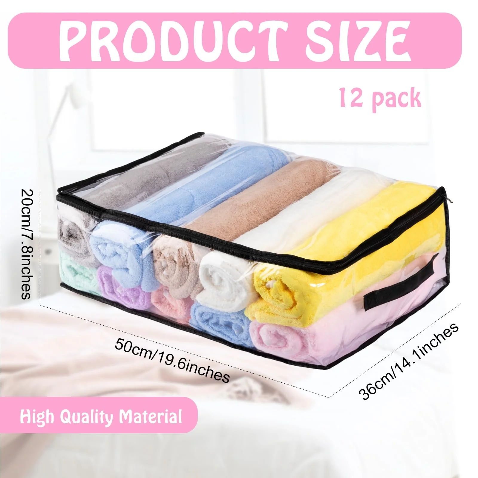 Clear Storage Bags with Zipper Plastic Clothes Storage Bags Large Clear Moving Bags Totes with Handles Closet Organizer
