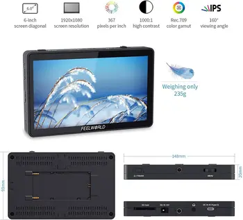 FEELWORLD F6 Plus V2 6 Inch DSLR IPS Video Peaking Focus Camera Field Touch Screen Monitor detail image