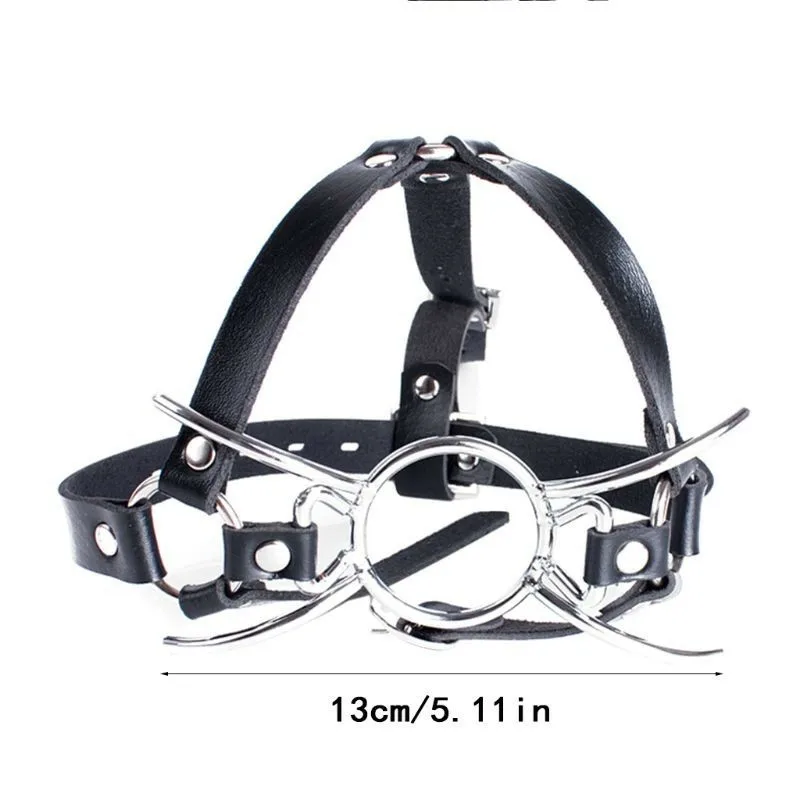 Free Custom Box - Bdsm Slave Nose Hook Oral Fixation Fetish Open Mouth Bite Gag With Clip Leather Head Bondage Harness Strap
