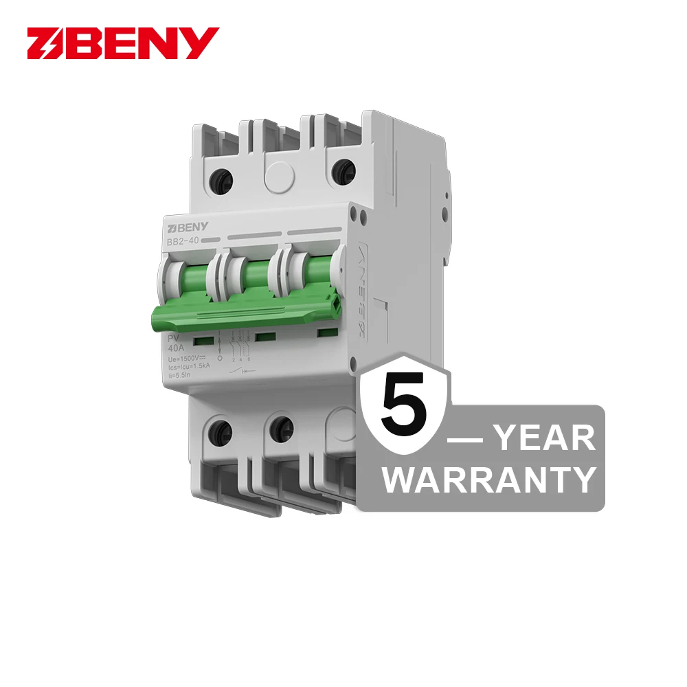 BENY Solar DC  Miniature Circuit Breaker 3P 1500V 40A Mini Circuit Breaker MCB for Photovoltaic Combiner Box