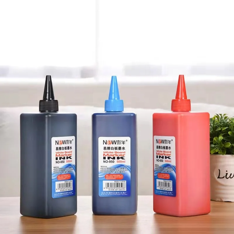 Non toxic large capacity red black blue dry erasable refillable whiteboard ink 500ml