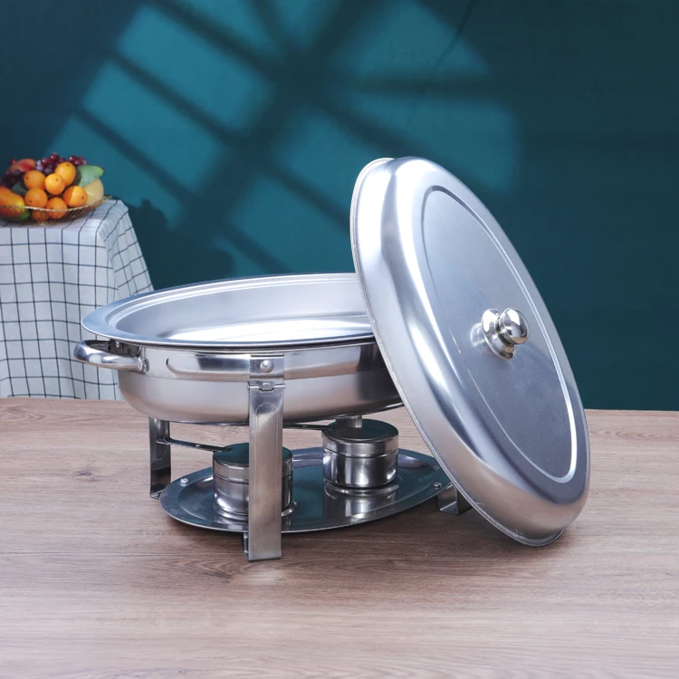 Hotel Restaurant Oval Luxury Silver Large Capacity Stainless Steel Warmer Buffet Stove_8