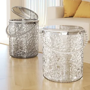 High-End Odor-Proof Plastic Waste Bin Storage for Living Room Kitchen Bedroom Toilet Bathroom with Round Built-In Structure